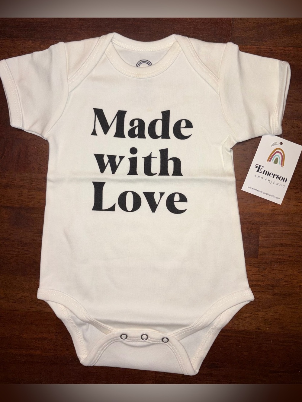 Emerson and Friends “Made With Love” Onesie sz 12-18 months NWT